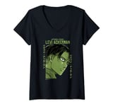 Womens Attack on Titan Levi Ackerman Japanese Manga Face Portrait V-Neck T-Shirt