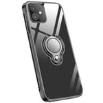 Jaligel Phone Case for iPhone 12 Mini [5.4-inch] Magnetic Finger Ring Holder Ultra Thin Transparent Phone Case Soft TPU Anti-Scratch Anti-Slippery Shockproof Protective Cover - Black