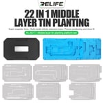 Relife Rl-601t 22 En 1 Iphone X15 Pro Max Carte Mère Middle Layer Board Plant 18/Plateforme 3d Bga Reballing Stbbles Kit - Type Rl-601t-X-15