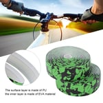 ((Black Green)Bicycle Gel Bar Tape Wrap Prevent Slipping Shock Absorbing