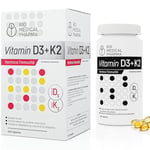 Vitamine D3 K2 MK-7 – 240 Gélules – 5000 UI de Vitamine D, 100 mcg de Vitamine K2 MK7 – Biodisponibilité Optimale avec Huile de Graines de Lin – Sans Additifs, Gluten et GMO