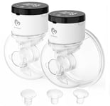 Bellababy Wearable Breast Pump, Portable Wireless Wearable Breast Pump with Touchscreen LCD Display 4 Modes & 6 Levels, (Extra Insert Size:17mm,19mm,21mm)-24mm