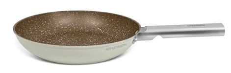 ARTHUR MARTIN, Poêle 32 cm Grand Chef, Aluminium forgé, revêtement anti adhérent, poignées et anses en acier rivet, Tous feux dont induction, Compatible Lave Vaisselle, Crème