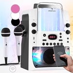 AUNA Micro Karaoke avec 2 Microphones, Lecteur CD USB, Karaoké Complet Enfant, Adulte, Micro Enfant pour Chanter Fille et Garcon, Micro sans Fil Bluetooth, Sono Enceinte Micro Chant Lumières LED