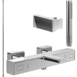 Pack mitigeur baignoire thermostatique VILLEROY ET BOCH Universal carré Chrome avec ensemble