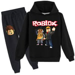 Roblox Hoodie Kläder Barn Termisk Hoodie Kläder Roblox Tryckt Hoodie Set black 120cm