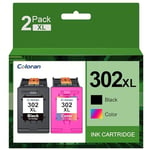 302XL Ink Cartridges Remanufactured for HP 302 Ink Cartridge for Officejet 3830 3831 3832 3834 3835 4650 4654 4658 5230 DeskJet 1110 2130 2132 3630 3632 Envy 4520 4522 4524 4527 2-Pack, Black & Color