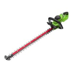 Greenworks Cordless Brushless Hedge Trimmer 24V 70cm Dual Action Blade, Cuts up to 25.4mm Thick Branches and Stems 3200 SPM Without Battery GD24HT70, 3 Year Guarantee