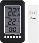 Thermomètre sans Fil, Thermomètre Intérieur Thermomètre Extérieur avec Écran LCD, Thermomètre Digital avec Capteur Extérieur Horloge Thermomètre pour Maison Cuisine Bureau