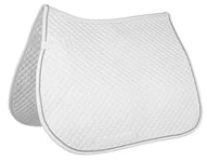 HKM Tapis de Selle matelassé, Polyvalent, Blanc/Argent, Poney