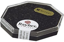 Rayher perles miyuki en verre de 2 mm perles de rocaille pour le tissage de perles parfait pour vos activités de loisirs créatifs noir