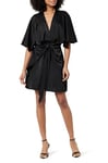 The Drop Robe Courte pour Femme, à Encolure en V Plongeante, avec Liens sur le Devant, Estelle, Noir, XS