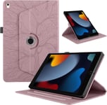 Coque Pour Ipad 10.2¿ 9ème Génération 2021 / 8ème Gén 2020 / 7ème Gén 2019,Etui Premium Cuir Pu Rotatif À 360 Antichoc Degrés Flip Case Cover Fonction Support Housse - Rose Gold(Q1797)