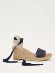 Phase Eight Tie Strap Open Toe Espadrilles, Navy