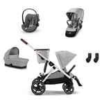 cybex GOLD Silver i-Size Silver Syskonpaket Gazelle S Lava Grey inkl. barnvagnsdel Gazelle S Cot Lava Grey, bilbarnstol Cloud G Plus Lava Grey Plus, sittdel Lava Grey och adapter