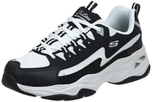 Skechers Women's D'Lites 4.0 Sneaker, Black Leather/White Mesh/Trim, 6 UK