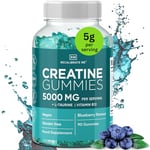 RM Creatine Gummies 5000 mg Max for Men & Women – Blueberry Flavour – Creatine Monohydrate with L-Taurine & Vitamin B12 for Energy, Strength & Muscle Recovery – Vegan, Halal, Gluten Free