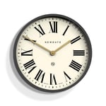 NEWGATE® Mr Butler Large Metal Wall Clock - Oversized Wall Clock - Round Clock - Retro Clock - Kitchen Clock - Living Room Clock - Office Clock Clock - Designer Clock - 45cm - Grey/Cream Roman Dial