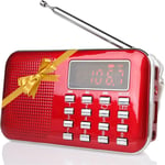 Raddy RF23 Small Portable Radio FM AM Pocket MP3 Player with Headphone Jack Batt