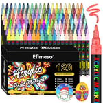 Efimeso Set De Feutre Acrylique - 120 Couleurs Marqueur Acrylique Pour La Peinture Des Rochers, Céramique, Pierre,Verre, Bois Et Métal, Feutre Peinture Acrylique 0.7mm Pointe Extra Fine Stylos