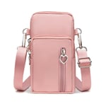 19 cm mobiltelefon plånbok crossbody väska mode sport axelväska armbandsväska telefonfodral väska för kvinnor män presenter DB Pink