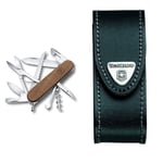 Victorinox Huntsman Swiss Army Pocket Knife, Medium, Multi Tool, 13 Functions, Blade, Bottle Opener, Wood, 91mm &, Swiss Army Knife Pouch, 3,5cm x 10cm, Black, STANDARD, (4.0520.3B1)