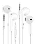 2 Pack Earphones，In-Ear Headphones 3.5mm Jack Wired Earbuds Noise Isolating Headset With Microphone Lightweight Wired with iPhone iPadPro Samsung Huawei Android MP3 Tablets Laptops and More device