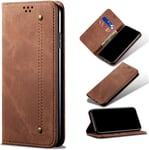 Compatible Avec Etui One Plus Nord N20, Flip Jeans Portefeuille Housse Avec Fente Carte, Magnétique Stand+Protecteur D'écran En Verre Trempé*2-Brun