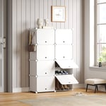 Armoire à Chaussures, Armoire modulable, Étagère de Rangement à Chaussures en Plastique, 8 Compartiments - Blanc - Mondeer