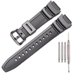 Resin Strap Compatible with Casio AE-1300 AE-1200 F-108 W-216H AE-1000w SGW-300H AQ-S800W W-800H Men's Watch Band Sport Waterproof Silicone Replacement Bracelet (AE12 BlackB)