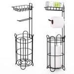 Toilet Paper Holder Free Standing Toilet Tissue Paper Roll Storage Holder BLACK