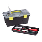 Relaxdays Boîte à outils vide, en plastique, caisses à accessoires pour pros & bricoleurs, 19 x 41 x 21 cm, gris-jaune