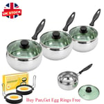 3Pcs Deep Induction Saucepans/Cookware/Pan Cover Sets With Lids Stainless Steel