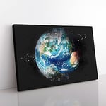 Big Box Art Our Planet Earth Paint Splash Canvas Wall Art Print Ready to Hang Picture, 76 x 50 cm (30 x 20 Inch), White, Grey, Black