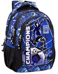 Julian Ross Champions Football Noir-Bleu Azur Sac à Dos Scolaire pour Enfants, Cartable Garçon, CP, CE1, CE2, 33x15x43 cm, Ergonomique, 3 Compartiments, Bretelles rembourrées, Intérieur Doublé