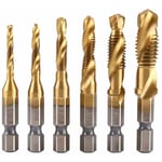 12 pcs Combinaison Drill and Tap Bit Set hss Foret et tarauds 1/4'Hex Shank Fraiser Bits pour Percer sur Métal et Acier Inoxydable - Groofoo