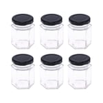 Danmu Art 6pcs 100ml Small Glass Jam Jars with Pretty Black Lids Small Mason Jars Lead-Free Glass for Honey Coffee Tea Seeds Nuts Spice