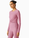 Featherweight Center Stage Cropped Long Sleeve Pullover - Pink Haze Heather - S