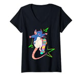 Womens Mouse Skateboard Mouse Skateboarding Retro Skating Mouse V-Neck T-Shirt