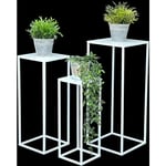 DanDiBo Tabouret de fleur Métal Blanc Angulaire Support de fleur Table d'appoint 96482 Lot de 3 Colonnes de fleurs Moderne Support de plante Tabouret