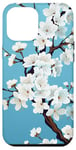 iPhone 13 Pro Max Japanese White Cherry Blossom Sakura Flower Blue Background Case