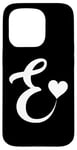 iPhone 15 Pro white letter E monogram initial minimalist heart graphic Case