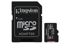 64 GB Kingston Canvas Select Plus MicroSDXC Class 10 med adapter)