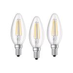 Osram - Lot de 3 Ampoules LED Filament Flamme - Culot E14 - 4 W Equivalent 40 W - Blanc Chaud 2700K