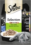 Sheba Selection in Sauce Nourriture pour chat – Diversité fine en sauce (MSC) – Aliments humides de qualité supérieure en 48 sacs de portion pour chat – Nourriture pour chat – Lot de 4 (4 x 12 sacs de 85 g)