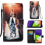 Samsung Galaxy A22 4G      Designer PU Case      Cat&amp;Tiger