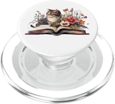 Book Nerd Cat Reading Book Flower Bookworm Book Cat & Books PopSockets PopGrip pour MagSafe