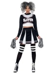 Smiffys Fever Gothic Cheerleader Costume, Black with Crop Top, Skirt & Pom Poms, Fever Fancy Dress, Halloween Dress Up Costumes