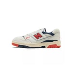 New Balance Homme 550 Sneaker, Blanc cassé, Bleu Marine, Rouge, 44 EU