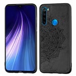 AUSKAS-UK Shockproof Protective Case For Xiaomi For Xiaomi Redmi Note 8ï¼ ProEmbossed Mandala Pattern PC + TPU + Fabric Phone Case with Lanyard & Magnetic(Black) Combination Case (Color : Black)